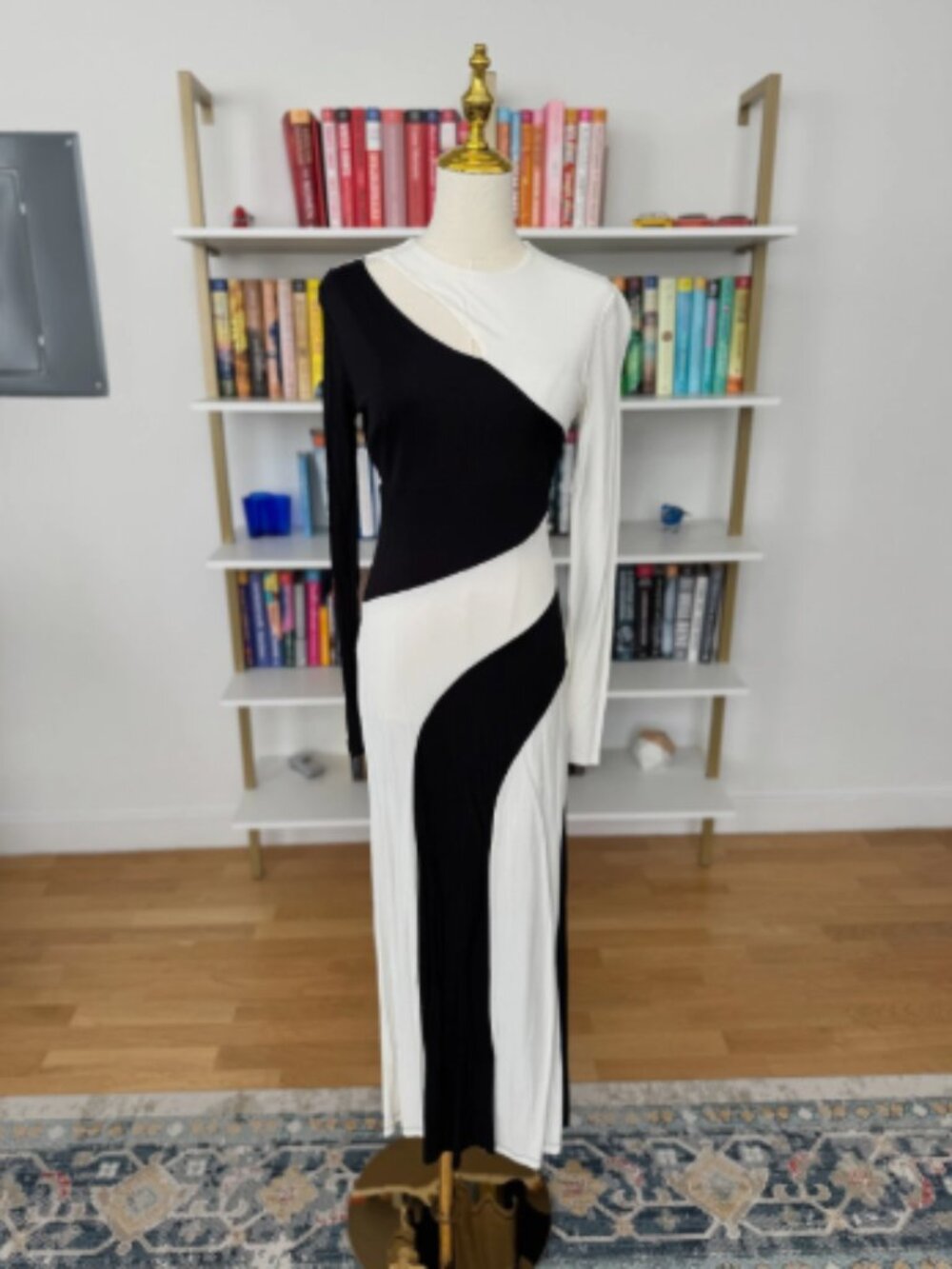 Farm Rio Black & White Long Sleeve Cocktail Dress/Gown, BNWT, Size XS